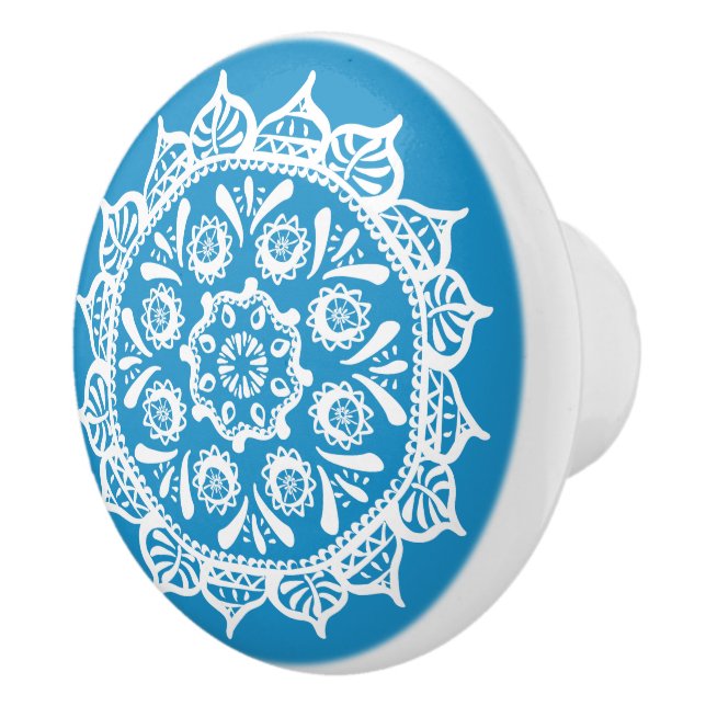Bluebird Mandala Ceramic Knob (Right)