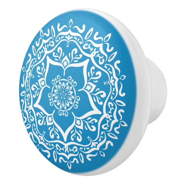 Bluebird Mandala Ceramic Knob (Right)