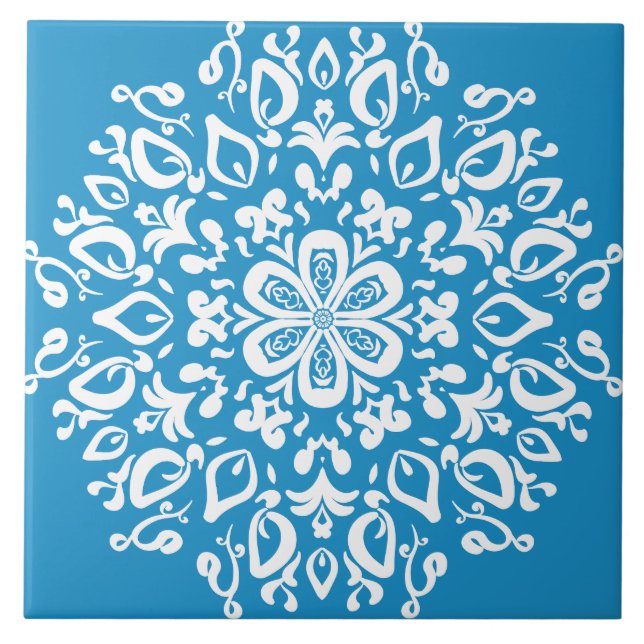 Bluebird Mandala Ceramic Tile (Front)