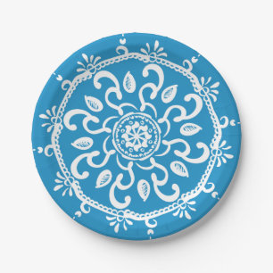 Bluebird Mandala Paper Plates