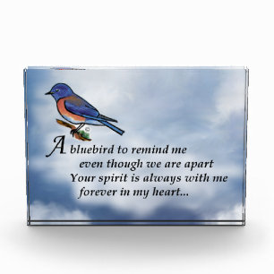 Bluebird Memorial Poem Acrylic Award