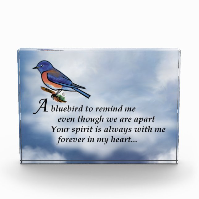 Bluebird Memorial Poem Acrylic Award (Front)
