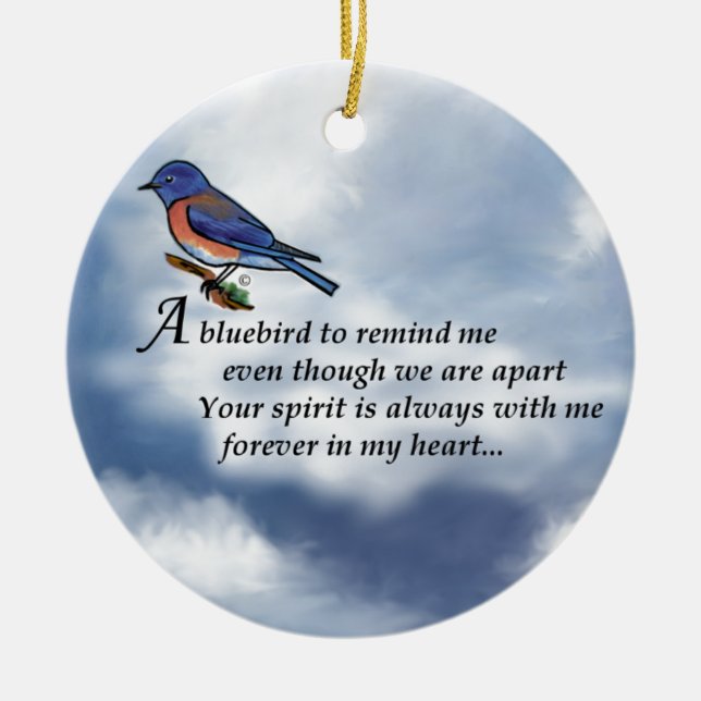 Bluebird Memorial Poem Ceramic Ornament (Front)