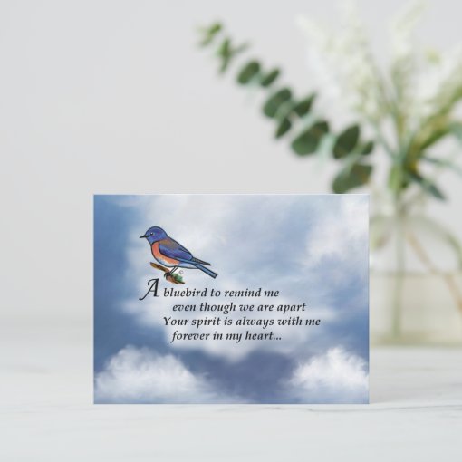 Bluebird Memorial Poem Postcard | Zazzle