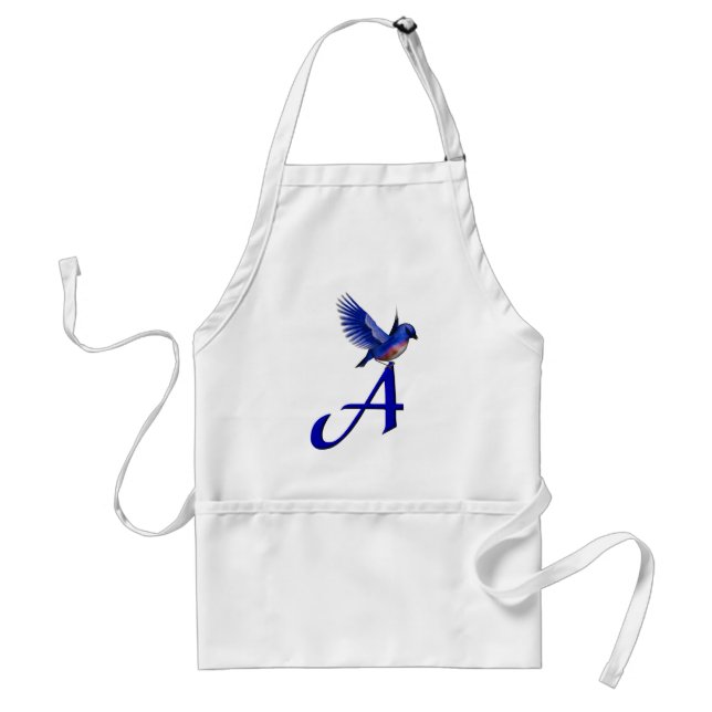 Bluebird Monogram Initial A Adult Apron (Front)