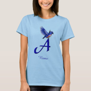 Bluebird Monogram Initial A Elegant Personalized T-Shirt