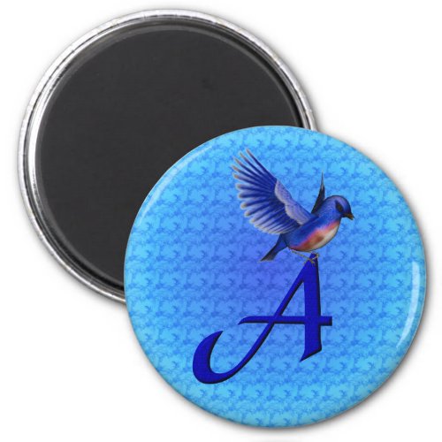 Bluebird Monogram Initial A Magnet