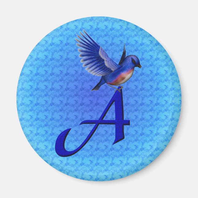 Bluebird Monogram Initial A Magnet (Front)