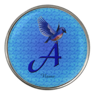 Bluebird Monogram Initial A NamePersonalized Golf Ball Marker