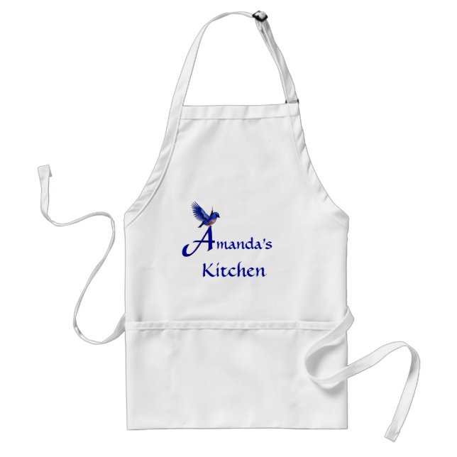 Bluebird Monogram Initial A Personalized Adult Apron (Front)