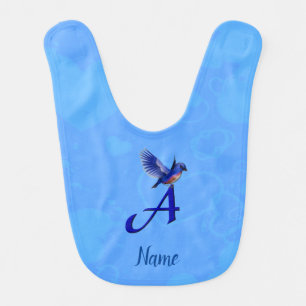 Bluebird Monogram Initial A Personalized Baby Bib