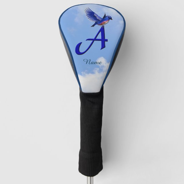 Bluebird Monogram Initial A Personalized Golf Head Cover (Front)