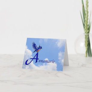 Bluebird Monogram Initial A Personalized Note Card