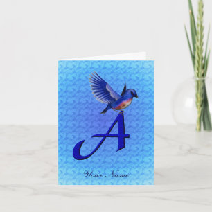 Bluebird Monogram Initial A Personalized Note Card