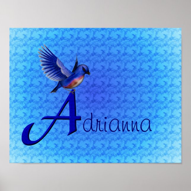 Bluebird Monogram Initial A Personalized Poster (Front)