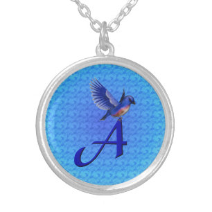 Bluebird Monogram Initial A Silver Plated Necklace