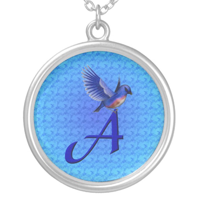 Bluebird Monogram Initial A Silver Plated Necklace (Front)