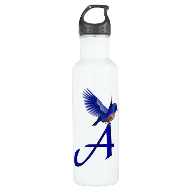 Bluebird Monogram Initial A Stainless Steel Water Bottle (Front)