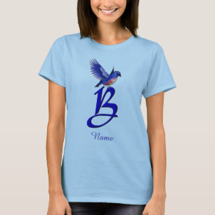 Bluebird Monogram Initial B Elegant Personalized T-Shirt