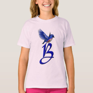 Bluebird Monogram Initial B Elegant T-Shirt