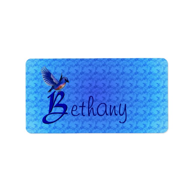 Bluebird Monogram Initial B Personalized Label (Front)