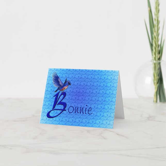Bluebird Monogram Initial B Personalized Note Card (Front)