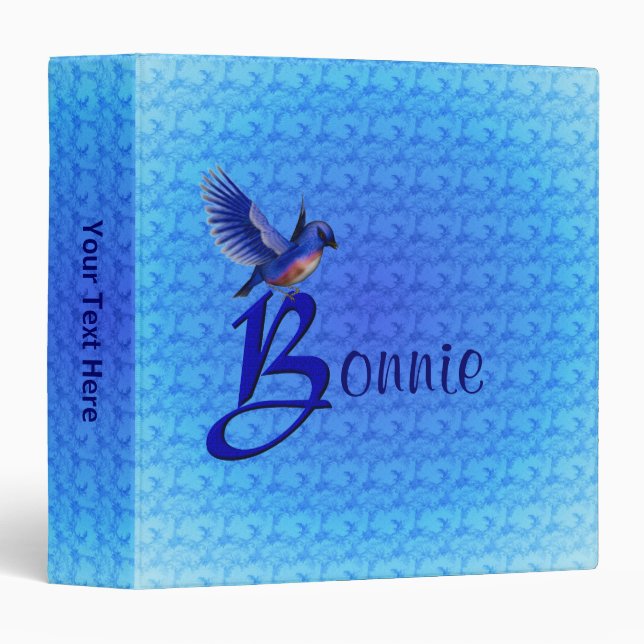 Bluebird Monogram Initial B Personalzed Binder (Front/Spine)