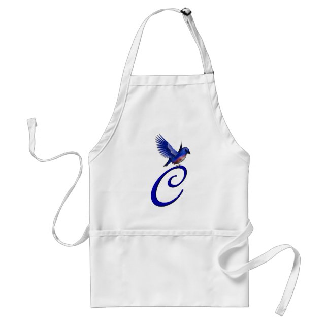 Bluebird Monogram Initial C Elegant Adult Apron (Front)