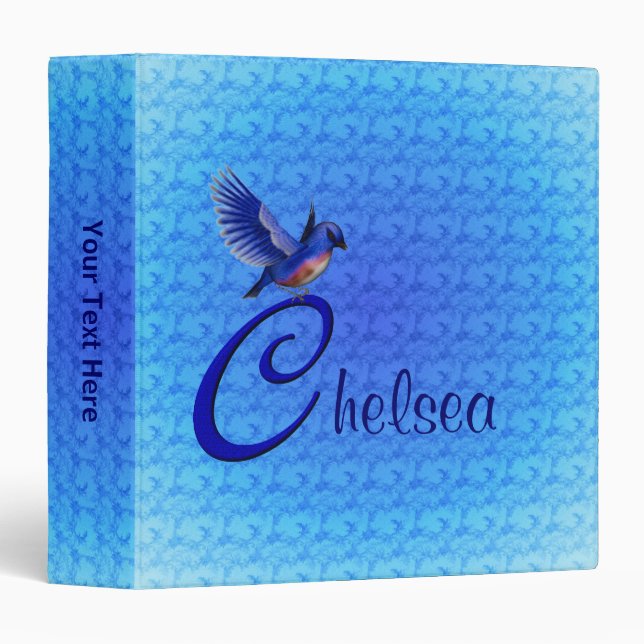 Bluebird Monogram Initial C Personalized 3 Ring Binder (Front/Spine)
