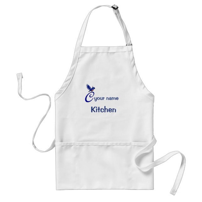 Bluebird Monogram Initial C Personalized Adult Apron (Front)