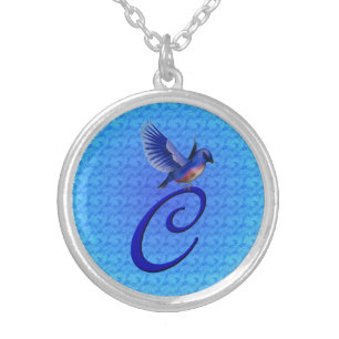 Bluebird Monogram Initial C Silver Plated Necklace