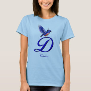 Bluebird Monogram Initial D Elegant Personalized T-Shirt