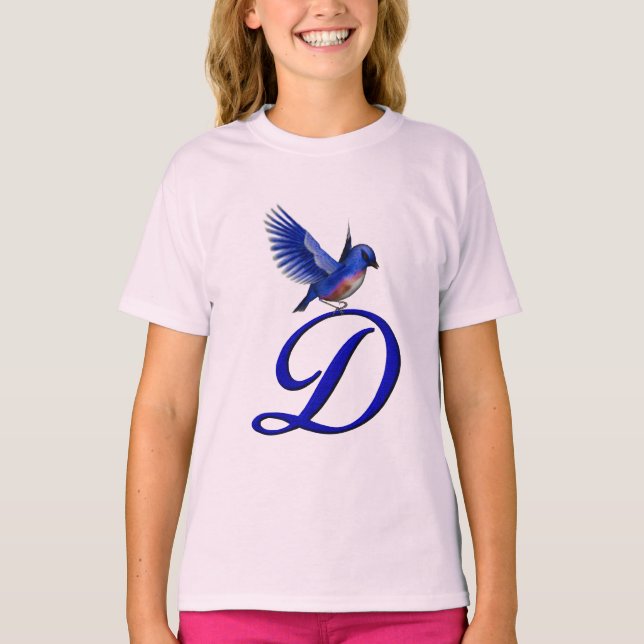 Bluebird Monogram Initial D Elegant  T-Shirt (Front)