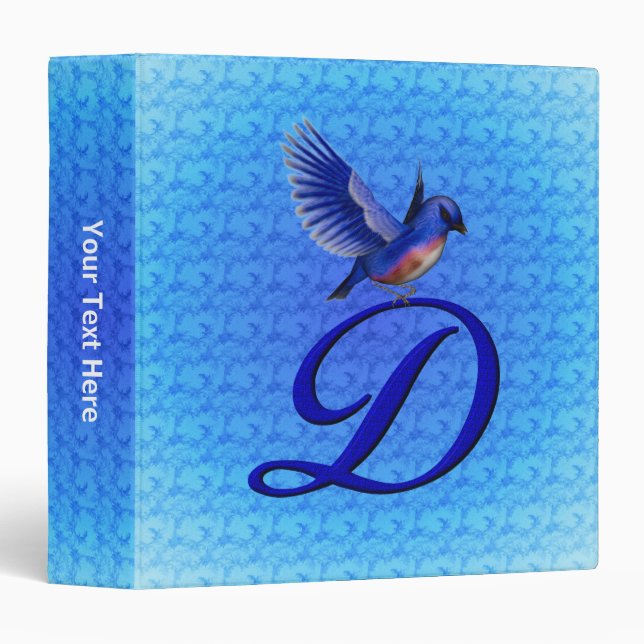 Bluebird Monogram Initial D Personalized Binder (Front/Spine)