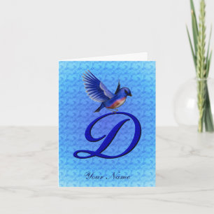 Bluebird Monogram Initial D Personalized Note Card