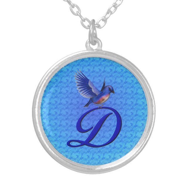 Bluebird Monogram Initial D Silver Plated Necklace (Front)