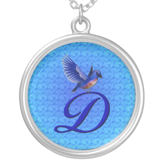 Bluebird Monogram Initial D Silver Plated Necklace (Front)