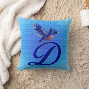 Bluebird Monogram Initial D Throw Pillow
