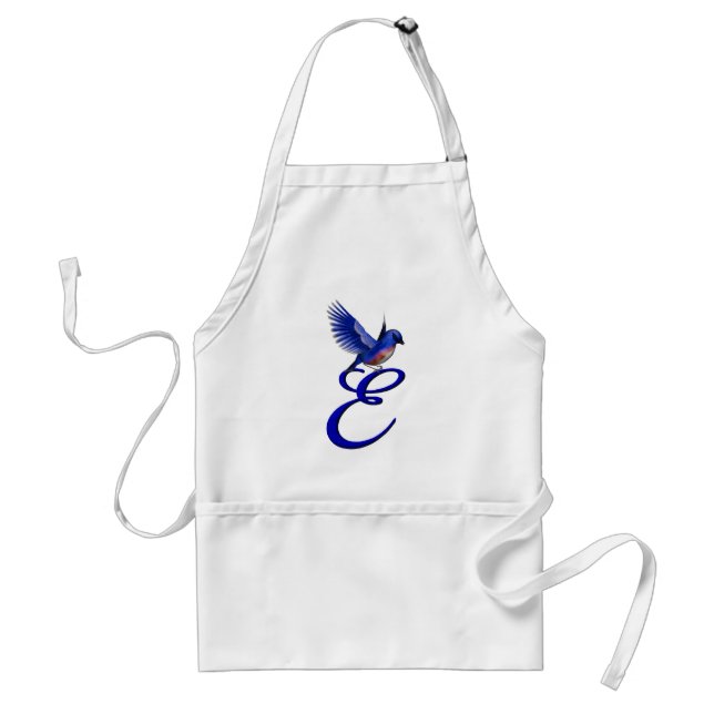Bluebird Monogram Initial E Elegant Adult Apron (Front)