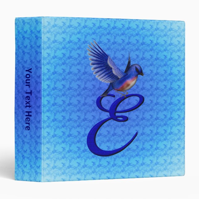 Bluebird Monogram Initial E Elegant Binder (Front/Spine)