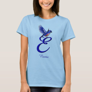Bluebird Monogram Initial E Elegant Personalized T-Shirt