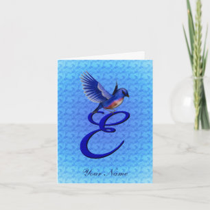 Bluebird Monogram Initial E Personalized Note Card