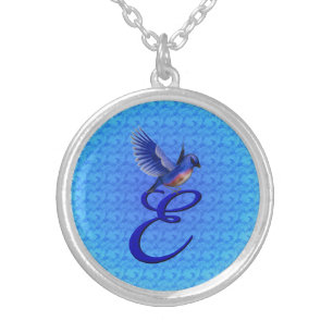 Bluebird Monogram Initial E Silver Plated Necklace
