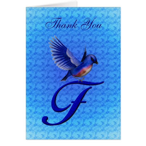 Bluebird Monogram Initial F Elegant Thank You