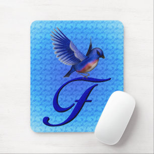 Bluebird Monogram Initial F Mouse Pad