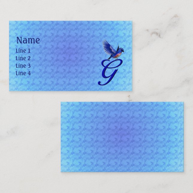Bluebird Monogram Initial G Elegant Business Card (Front/Back)