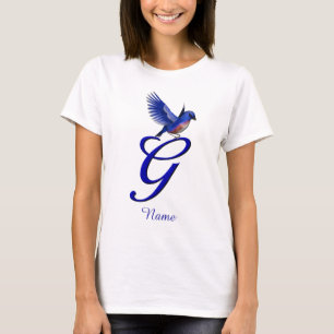 Bluebird Monogram Initial G Elegant Personalized T-Shirt
