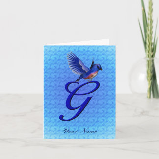 Bluebird Monogram Initial G Personalized Note Card