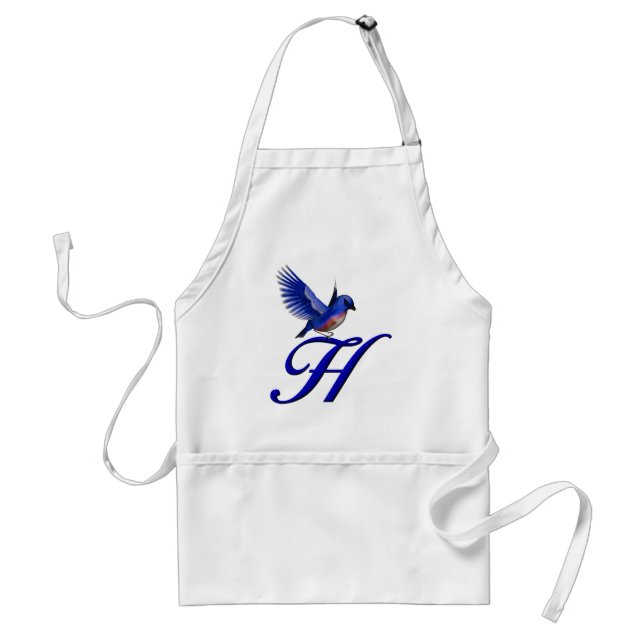 Bluebird Monogram Initial H Adult Apron (Front)