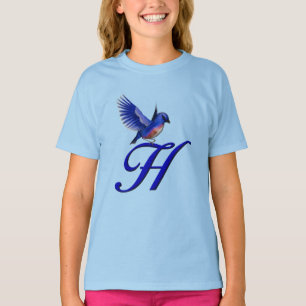 Bluebird Monogram Initial H Elegant T-Shirt